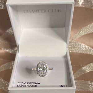 Charter Club Silver Plated Cubic Zirconia Ring- size 7